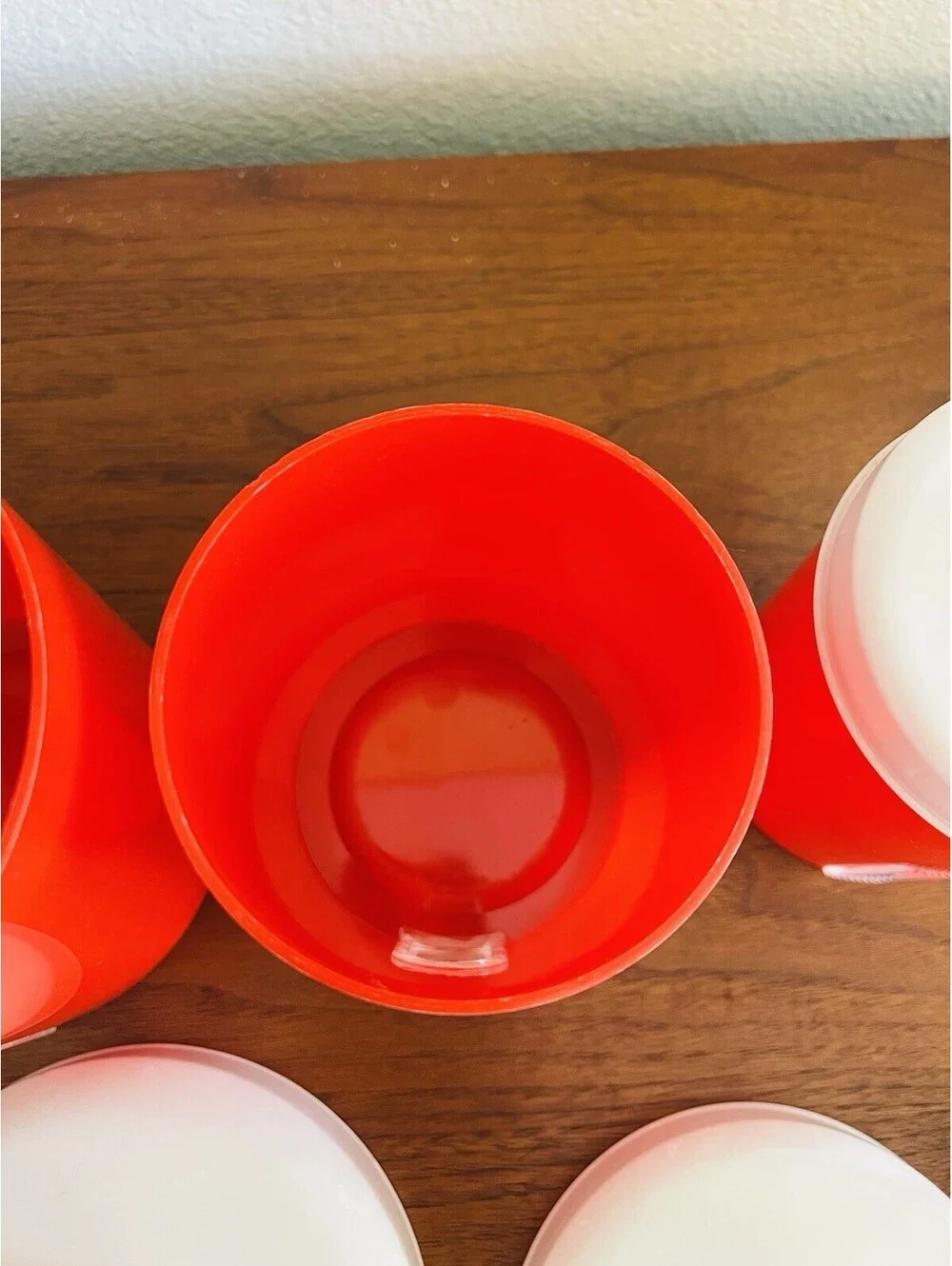 Vintage Knickerbocker Red & White 4 Pc Canisters